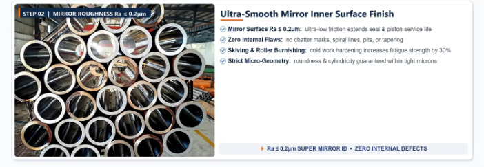 Deep Hole Bored 16Mn ST52 E355 Q345B 1045 42CrMo Honed Tube High Precision ISO H8 Ra 0.4um Cold Drawn Seamless Cylinder Barrel