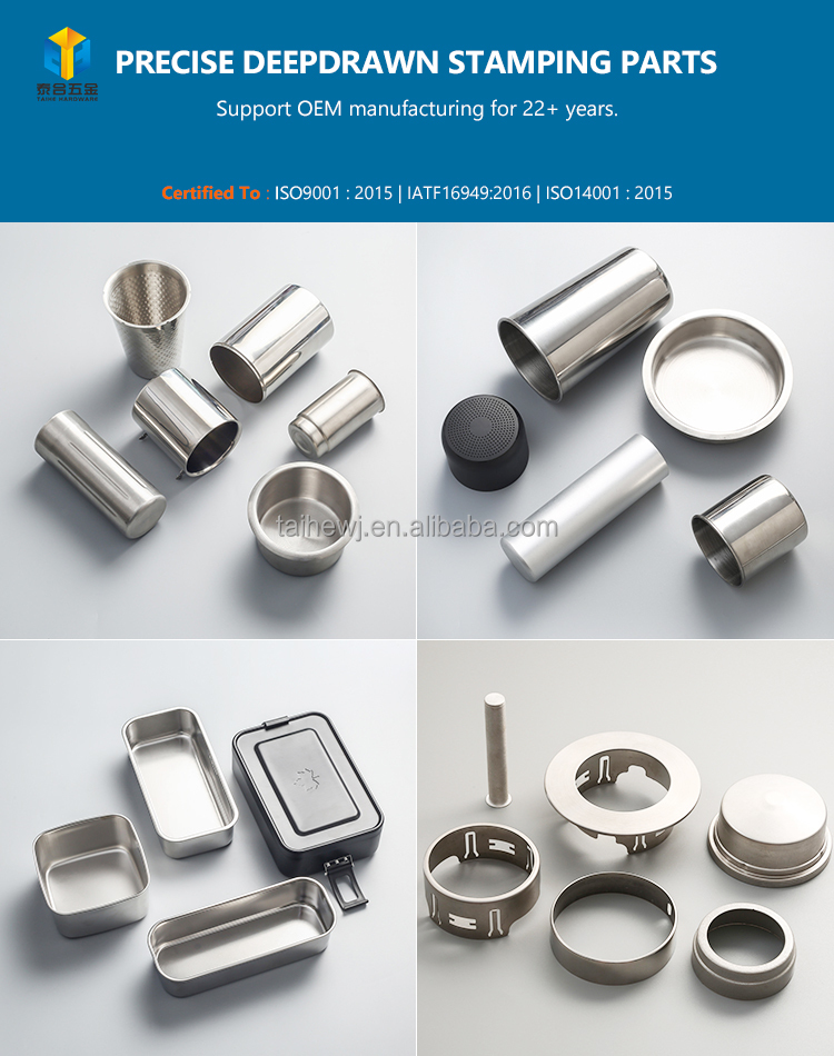 Customized OEM Sheet Metal Progressive Deep Drawn Stamped Parts Aluminum Brass Deep Drawing Froming Tube Cylinder Shell