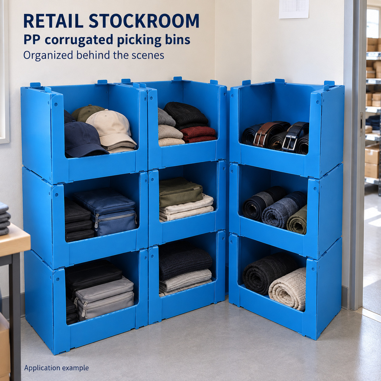 PP Corrugated Plastic Stackable Picking Bins Front Opening Warehouse Shelf Storage For Industrial Parts