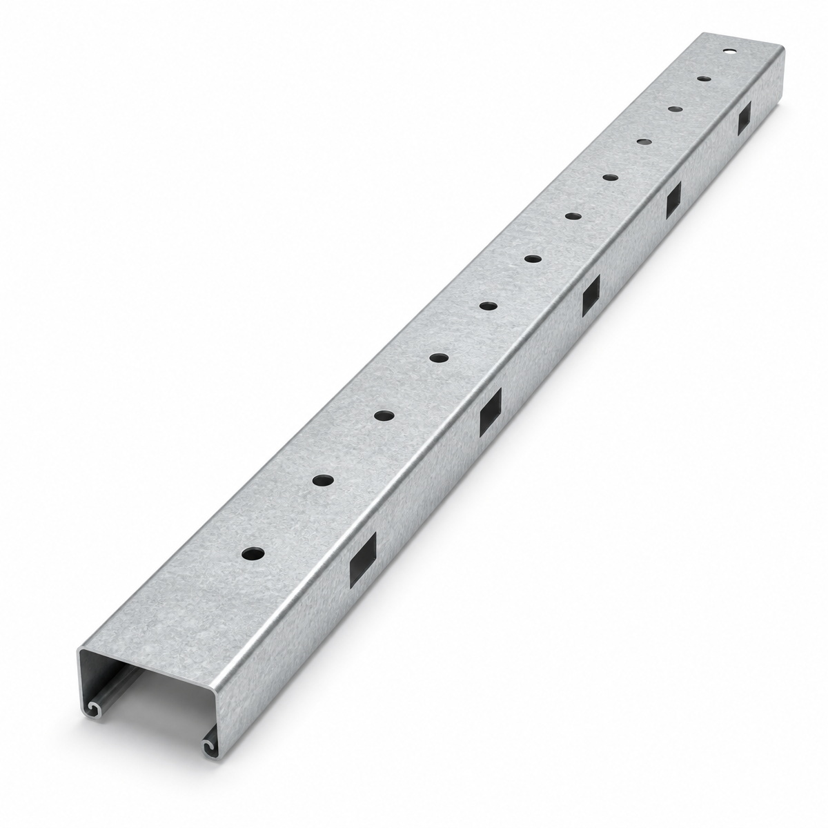 Custom Silver Perforated Metal Strip Sheet With Repeating Slot And Mounting Hole Row For Industrial Fabrication