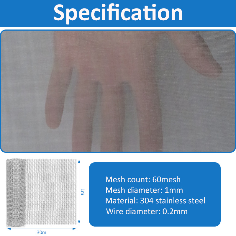 20 30 40 50 60 80 100 200 300 400 500 Micron Filter Cloth Sieving Screen Netting 304 316 SS Stainless Steel Woven Wire Mesh