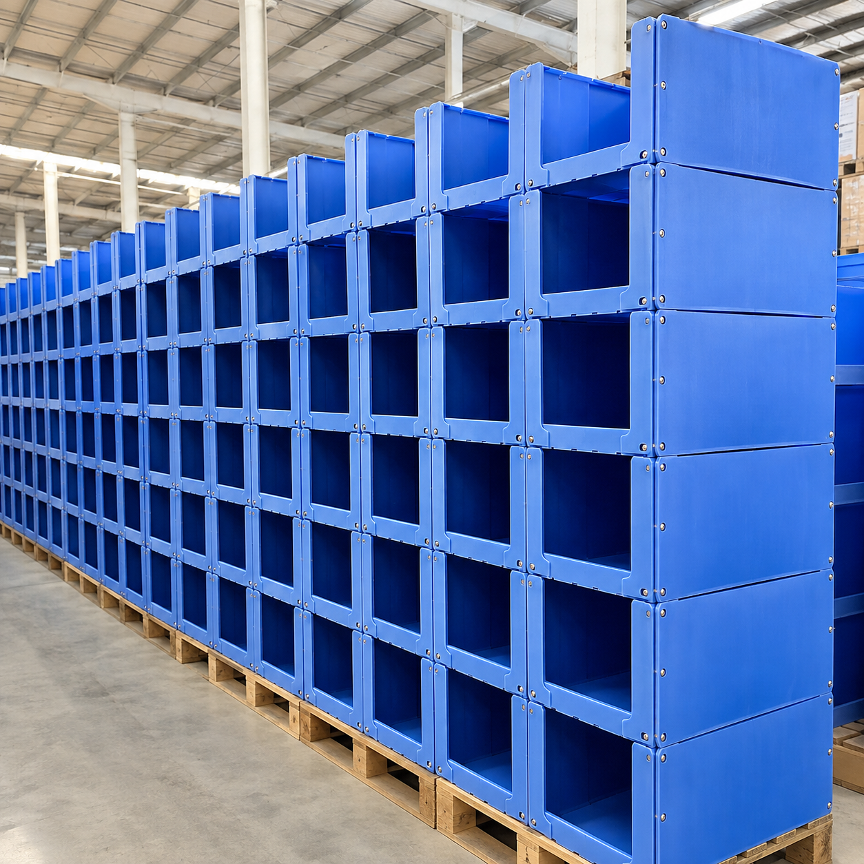 PP Corrugated Plastic Stackable Picking Bins Front Opening Warehouse Shelf Storage For Industrial Parts
