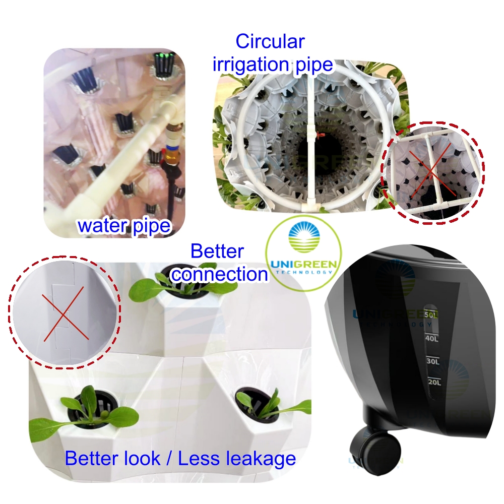 Lettuce Hydroponic Growing Systems Food Grade ABS PP Multistory Plastic Tower System Soilless for Agriculture Lettuce Strawberry
