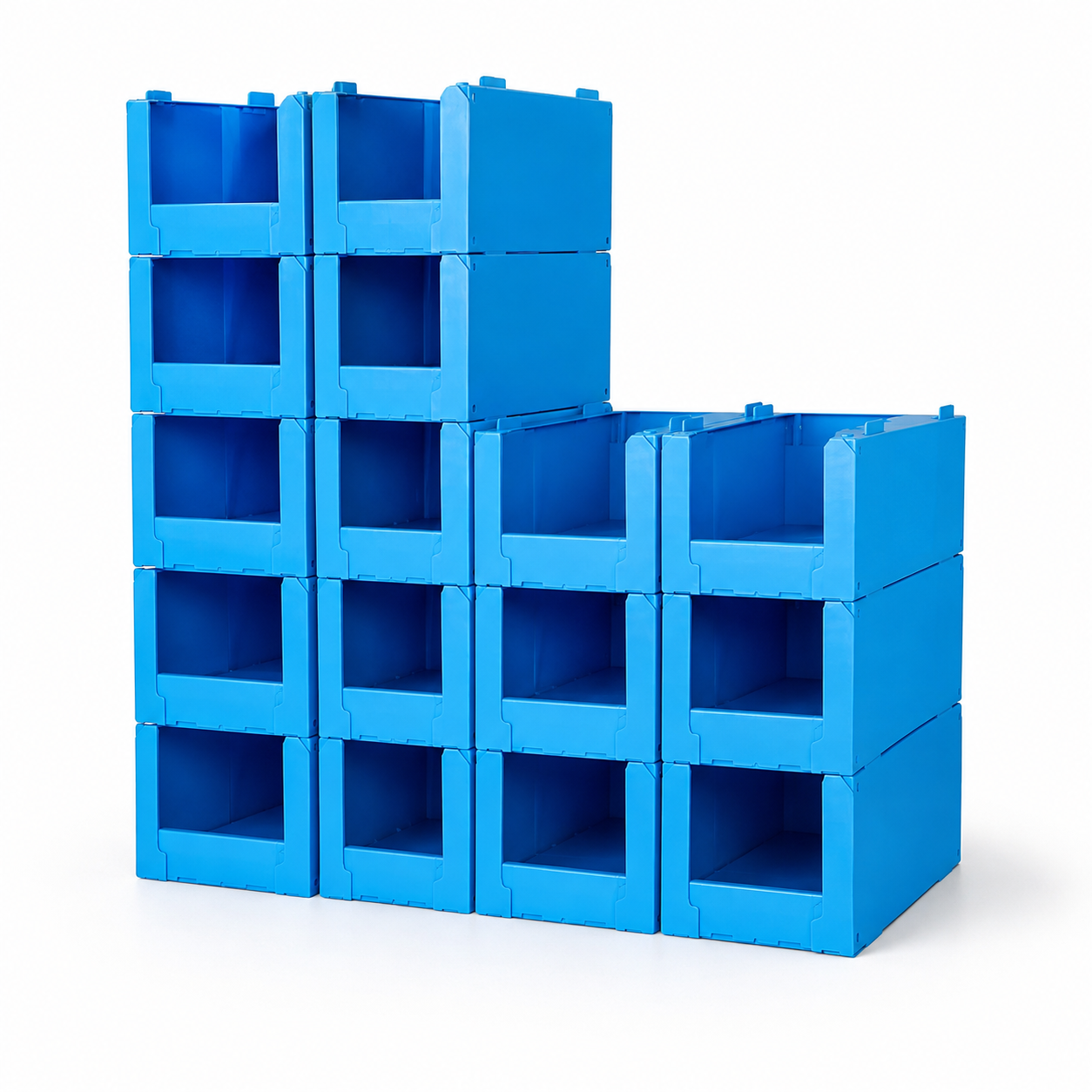 Custom Size Corrugated Plastic Stackable Storage Bins Open Front Order Picking Containers For Logistics Centers