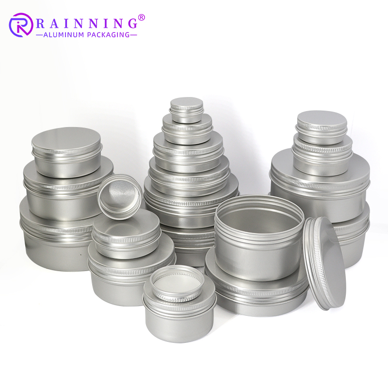 5ml 10ml 20ml 30ml 50ml 60ml 80ml 100ml 150ml 200ml 50g Round Aluminum Cosmetic Tin Containers Aluminum Tin Jar With Screw Top
