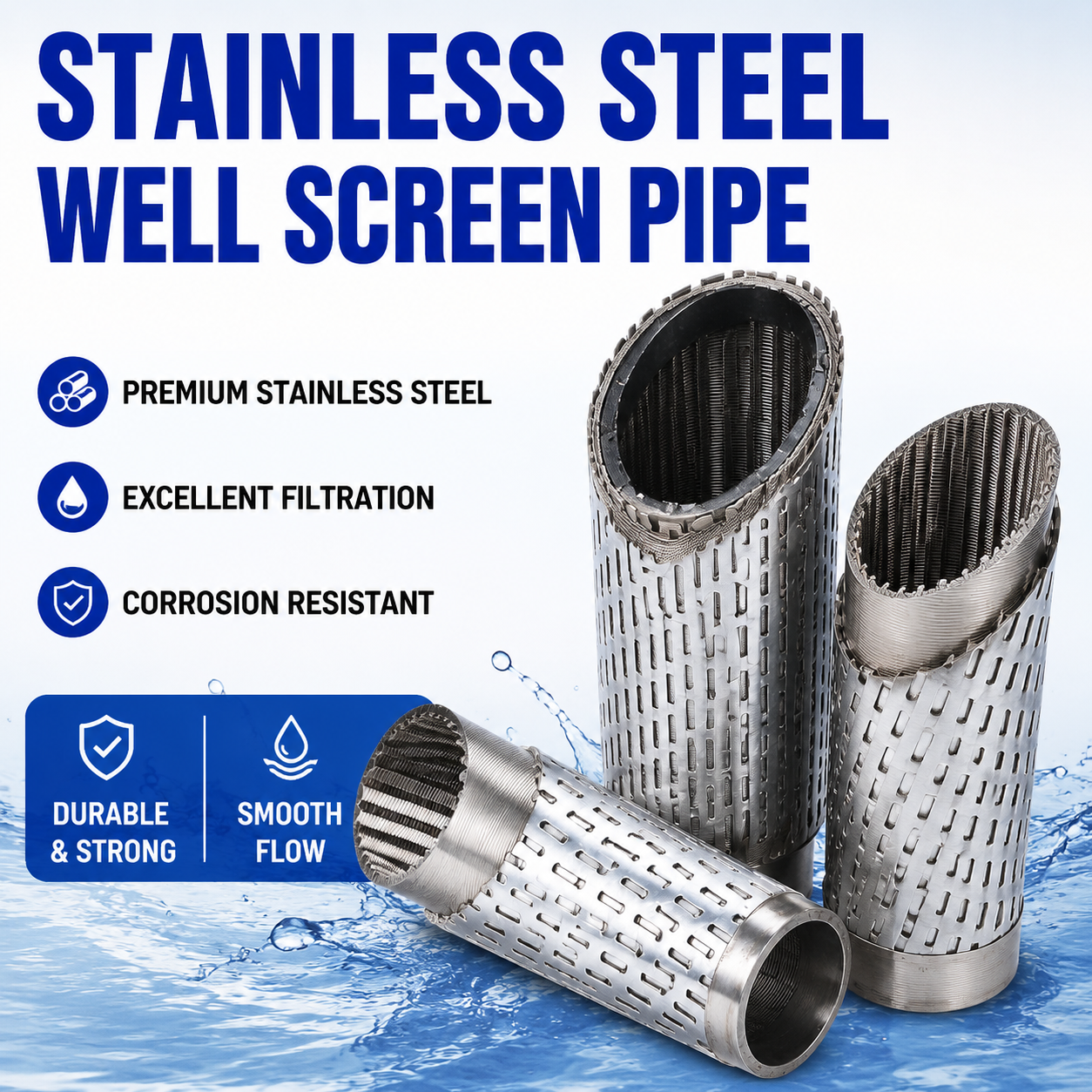 Professional Factory Custom 304 316L V-Wire High Crush Resistance Sand Control Drilling Filter Tube Stainless Steel Well Screen